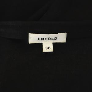 ENFOLD 21SS リネンライクHalf Sleeveプルオーバー カットソー  Vネック五分袖 38 黒 ブラック