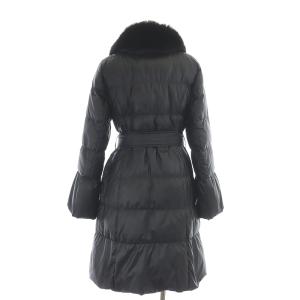 EPOCA フォックスファー ダウンコート アウター ジップアップ ロング ベルト付き 40 黒 ブラック