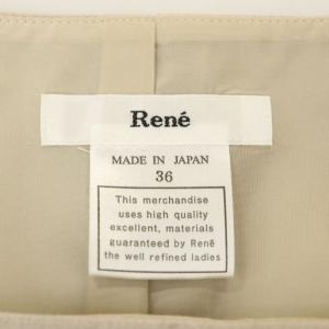 René ベルト付きスクエアネックワンピース 膝丈 ノースリーブ 36 ライトグレージュ