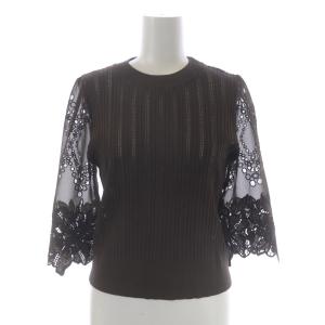 Diagram GRACE CONTINENTAL セットアップ 上下 フラワーレース袖ニットトップ フラワーレーススカート カットソー 七分袖 フレアスカート ロング 36