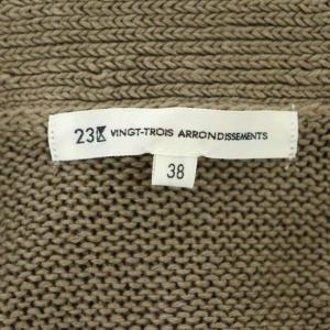 23区 vingt-trois ペーパーブランドコードロングニットカーディガン 長袖 Vネック リネン 38 茶 ブラウン