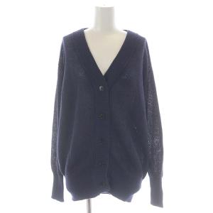 22SS リンクスメッシュ2WAYニットカーディガン 長袖 Vネック 紺 ネイビー