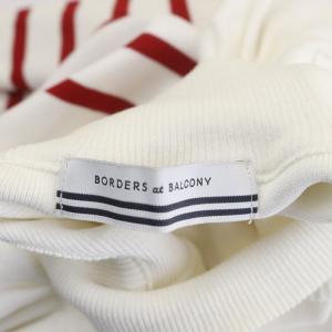 BORDERS at BALCONY パールトップ PEARL TOP ニット カットソー 長袖 ボーダー ハイネック 装飾 38 白 赤 ホワイト レッド