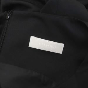 CELFORD グログランAラインワンピース ミモレ ロング ノースリーブ 36 黒 ブラック