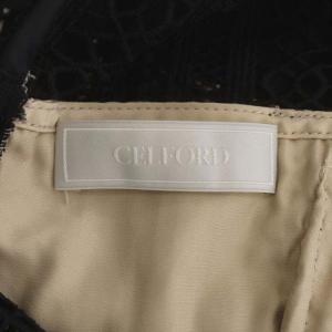 CELFORD ストライプレースワンピース ノースリーブ ロング 36 黒 ブラック