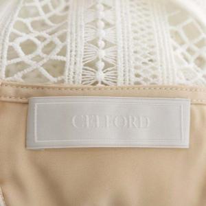 CELFORD ストライプレースワンピース ノースリーブ ロング 36 白 ホワイト