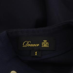 Drawer スリットロングスリーブカットソー 七分袖 クロップド 1 紺 ネイビー