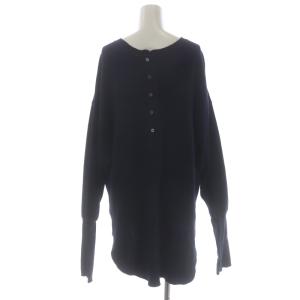 AMERICANA バックヘンリー サーマルカットソー 長袖 チュニック丈 ワッフル 黒 ブラック