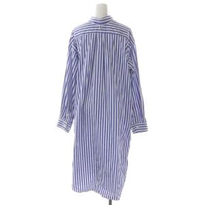 AMERICANA ストライプシャツワンピース ボタンダウン ロング 長袖 青 白 ブルー ホワイト