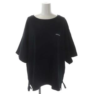 サイドジップ ロゴ 半袖 Tシャツ カットソー 黒 ブラック