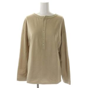 ヘンリーネック カットソー 長袖 ベージュ
