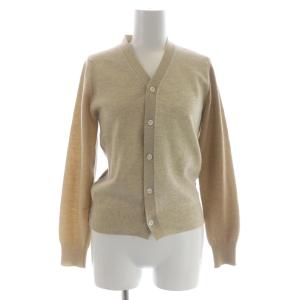 コムコム ウール Vネック カーディガン ニット 長袖 XS ベージュ マルチカラー