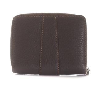 LOEWE コインケース 小銭入れ レザー ラウンドファスナー ベルト ダークブラウン