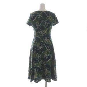 SYBILLA ウール 花柄 刺繍 ワンピース ひざ丈 半袖 M 緑 グリーン