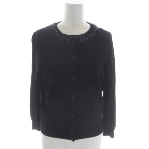 アンサンブルニット ビジュー カーディガン 長袖 カットソー 半袖 38 黒 ブラック