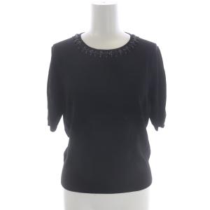 ANAYI アンサンブルニット ビジュー カーディガン 長袖 カットソー 半袖 38 黒 ブラック