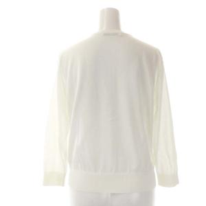 ANAYI 刺繍 カーディガン 長袖 切替 ボタニカル柄 38 白 ホワイト ラベンダー 緑