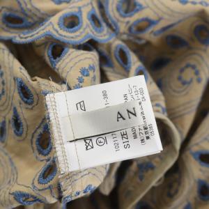 ANAYI 21SS バイカラーペイズリーVネックワンピース ロング マキシ丈 五分袖 ペチコート付き 38 ベージュ 青 ブルー