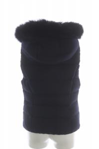 ANAYI フォックスファー リバーシブル ダウンベスト フード ジップアップ 36 紺 緑 ネイビー グリーン