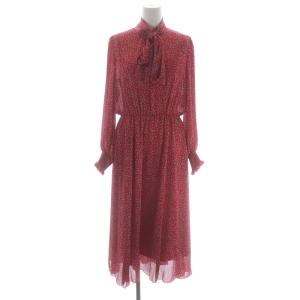 22SS スターモチーフプリントタイツキ ワンピース ロング マキシ丈 長袖 ペチコート付き 38 赤 レッド