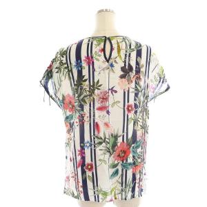 ANAYI フラワープリント セットアップ 上下 ブラウス カットソー ストライプ フレンチスリーブ ギャザースカート フレア ロング