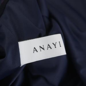 ANAYI 22AW ハートドットプリンラッフルノースリワンピース ロング マキシ丈 ノースリーブ 38 紺 紫 ネイビー パープル