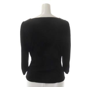 M'S GRACY ベロア リボン スクエアネック 七分袖 カットソー 38 黒 ブラック