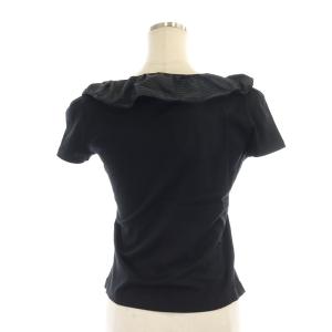 M'S GRACY セットアップ 上下 フリル ボーダー カットソー Tシャツ 異素材切替 半袖 フレアスカート タック ひざ丈 38 黒 ブラック