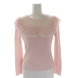 22年 フリル リブニット カットソー 長袖 38 ピンク