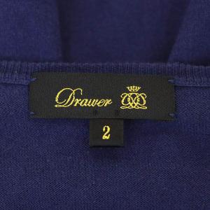 Drawer ハイゲージニット クルーネックカーディガン 長袖 2 紺 ネイビー