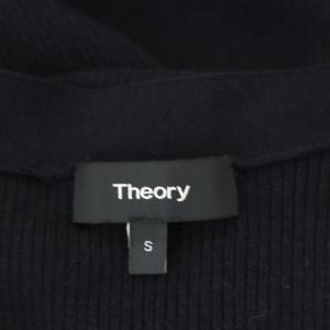Theory REGAL WOOL RIB LONG CARDI ロングカーディガン ニット 長袖 Vネック リブ S 黒 ブラック
