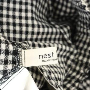 nest Robe 21AW アムンゼンチェックイージーパンツ テーパード リネン F 白 黒 ホワイト ブラック