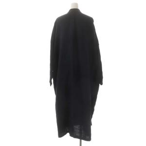 nest Robe リネンワイドシルエットワンピース ロング マキシ スキッパー 長袖 F 濃紺 ダークネイビー