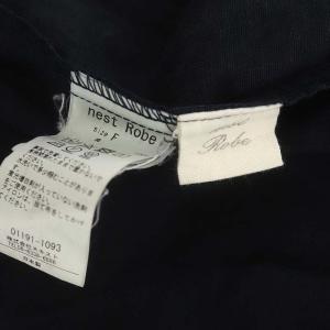 nest Robe リネンワイドシルエットワンピース ロング マキシ スキッパー 長袖 F 濃紺 ダークネイビー