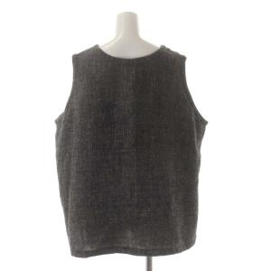 nest Robe ウールリネンベスト ノースリーブ 前開き F ダークブラウン