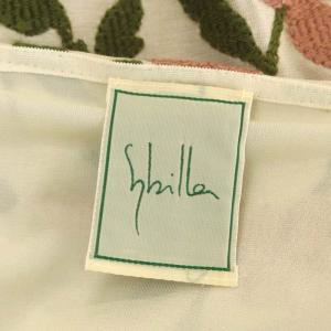 SYBILLA 花柄 刺繍 半袖 ワンピース 膝丈 M ベージュ ピンク カーキ
