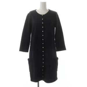 カーディガンプレッション ロング クルーネック 長袖 裏起毛 コットン 2 黒 ブラック