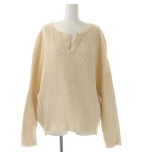 ラフィ ヘヴィ ワッフル スキッパー ロングスリーブ カットソー 長袖 コットン アイボリー