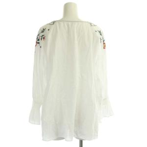 LANVIN en Bleu フラワーエンブロイダリーブラウス 八分袖 コットン 刺繍 38 M マルチカラー