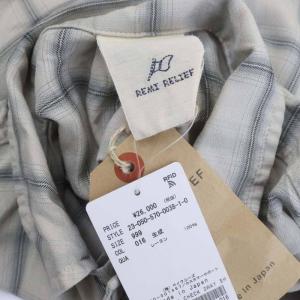 REMI RELIEF 23SS CHECK 2WAY SHIRT チェックシャツ オーバーサイズ 長袖 F キナリ グレー
