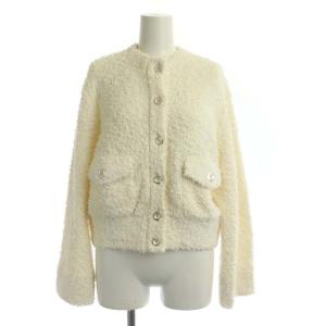 23SS スラブ ニット カーディガン メタルボタン リネン混 長袖 オフホワイト