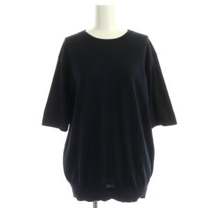 21SS Knit Pullo ニット カットソー 五分袖 薄手 無地 38 紺 ネイビー