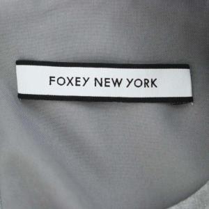 FOXEY NEW YORK DUEタキシードストレッチワンピース 膝丈 ノースリーブ 38 グレー 33725