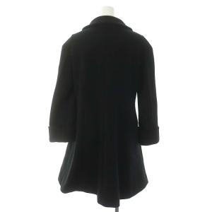 EMPORIO ARMANI コート ジップアップ ロング ニット アウター 38 黒 ブラック