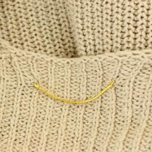 L'Appartement アゼVネック ニット セーター 長袖 リネン混 ベージュ