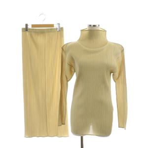 イッセイミヤケ セットアップ ハイネック カットソー 長袖 スカート ロング 3 2 ベージュ