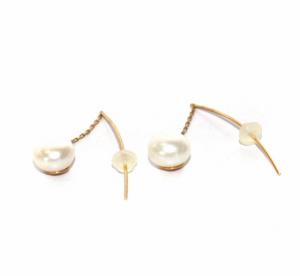 agete パール ピアス ロングピアス K10 イエローゴールド アクセサリー ジュエリー