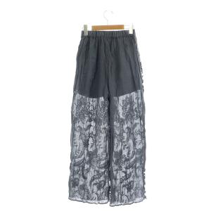 Ameri VINTAGE MEDI EMBROIDERY TULLE PANTS パンツ ワイド 刺繍 チュール インナー付き S グレー