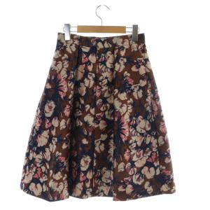 ANAYI フレアスカート ひざ丈 フラワー 花柄 36 マルチカラー