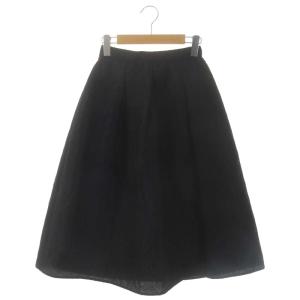 23AW ふくれフィルムジャガードフレア スカート ひざ丈 34 黒 ブラック